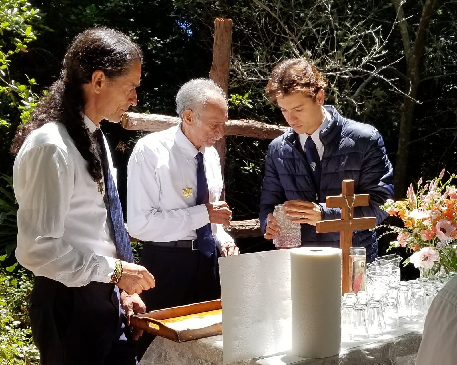 Outdoor Christian religious ceremony in nature