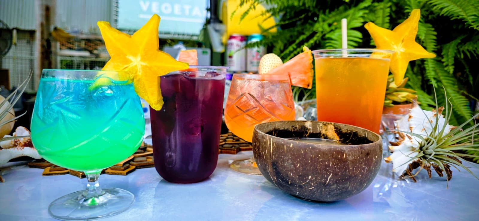 colorful tropical cocktails drinks